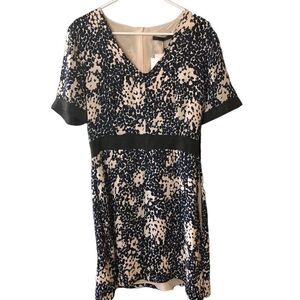 Jenni Kayne Dress Womens 8 Leather-Trim Dot Print Silk Short Sleeve Whimsigoth